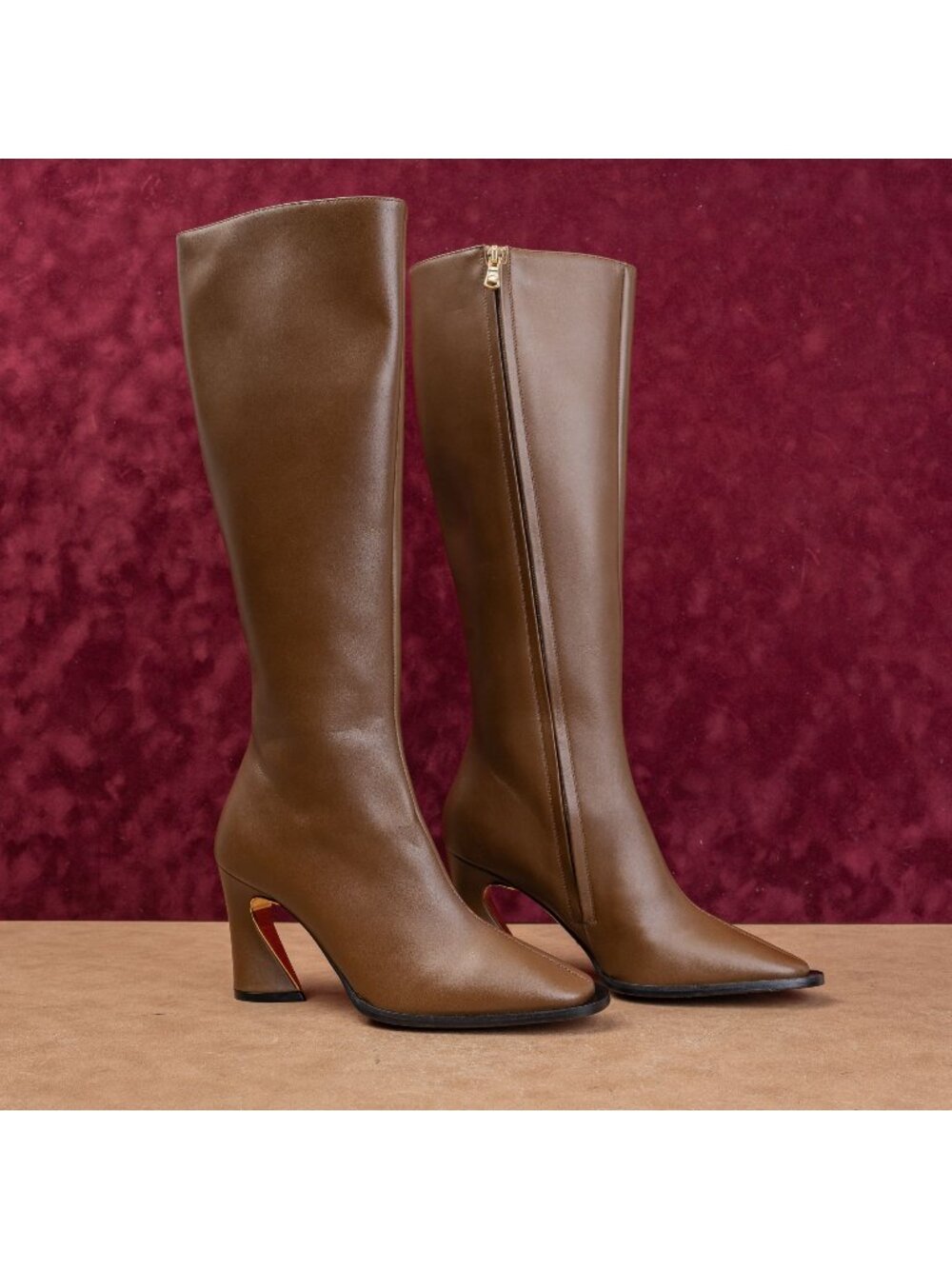 Zimmermann Women Crescent Brown Leather Fashion Night Knee Boots 7US EUR37